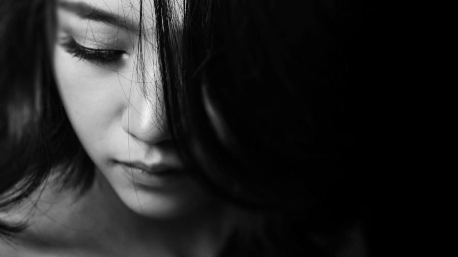 grayscale portrait of woman